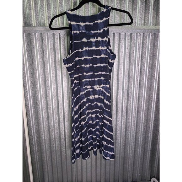 Athleta Santorin Thera Summer Sun Dress Tie Dye Navy Blue White Size Extra Small - Picture 2 of 5